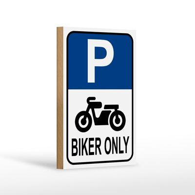 Letrero de madera parking 12x18 cm Decoración moto Biker only