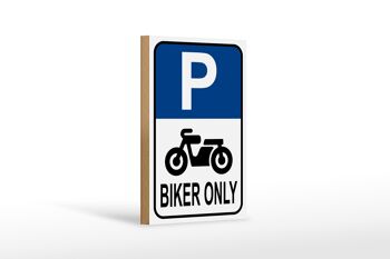 Panneau en bois parking 12x18 cm Décoration moto Biker only 1