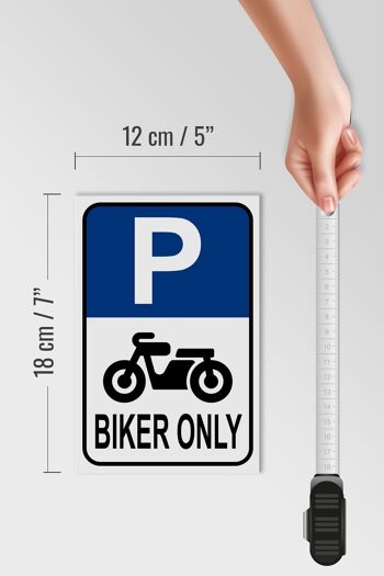 Panneau en bois parking 12x18 cm Décoration moto Biker only 4