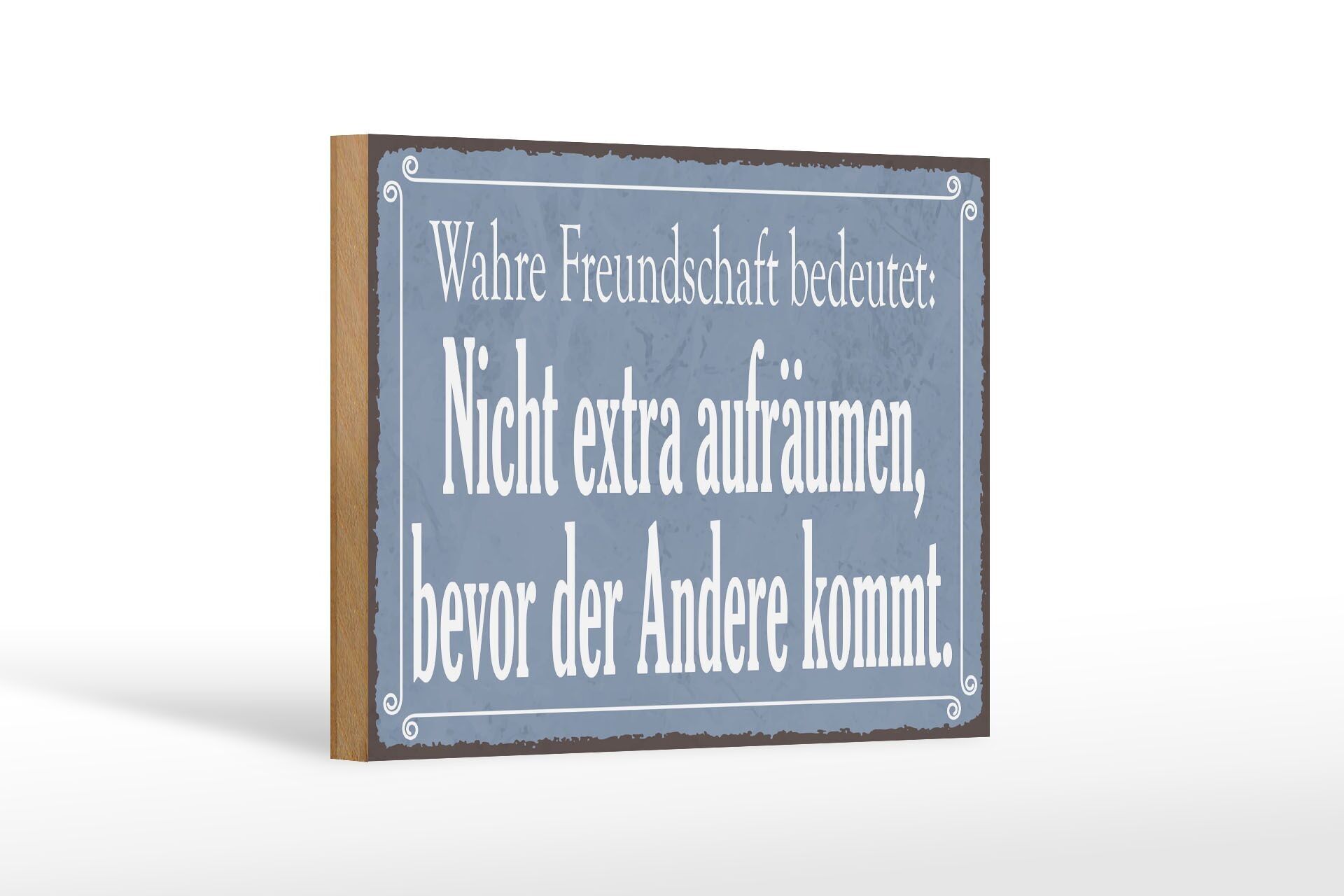 Wooden sign saying 18x12 cm true friendship means decoration