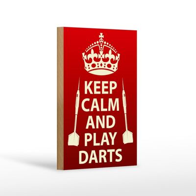 Holzschild Spruch 12x18 cm Keep Calm and play Darts Dekoration