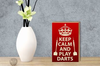 Panneau en bois disant 12x18 cm Décoration Keep Calm and play Darts 3
