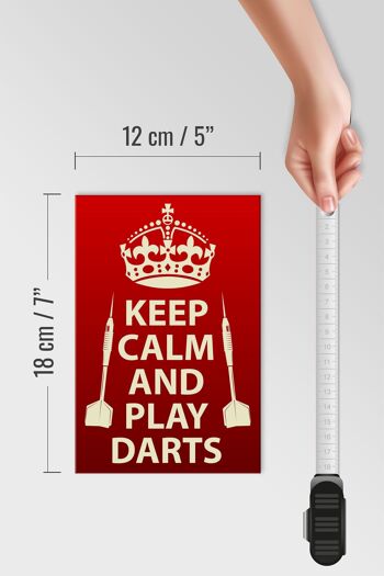Panneau en bois disant 12x18 cm Décoration Keep Calm and play Darts 4