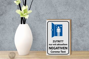 Panneau en bois avis 12x18cm accès décoration test Corona négatif 3