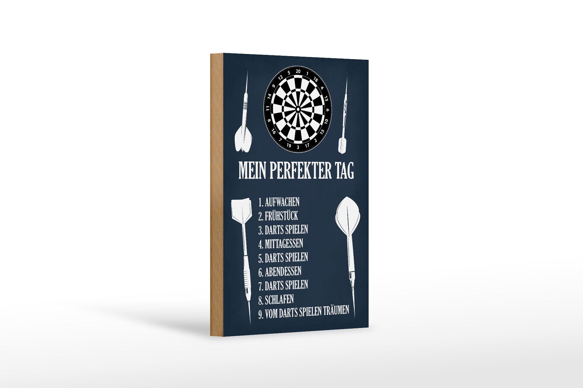 Cartello in legno con scritta 12x18 cm il mio giorno perfetto giochi di freccette