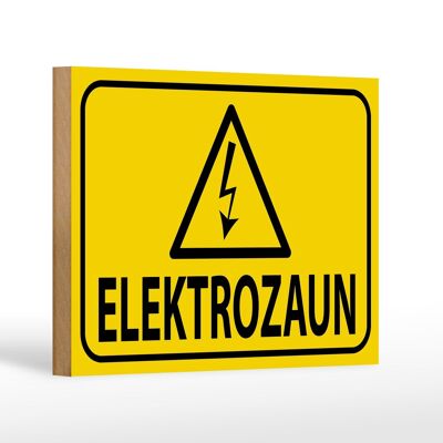 Letrero de madera aviso 18x12cm valla eléctrica señal de advertencia precaución