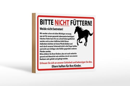 Holzschild Hinweis 18x12 cm Bitte nicht füttern Pferde Dekoration