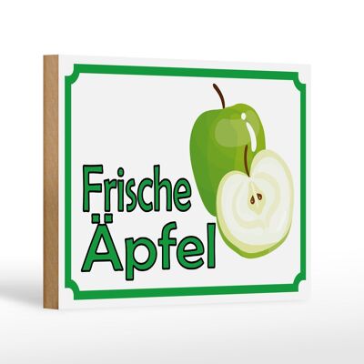 Cartel de madera aviso 18x12 cm manzanas frescas venta tienda de granja