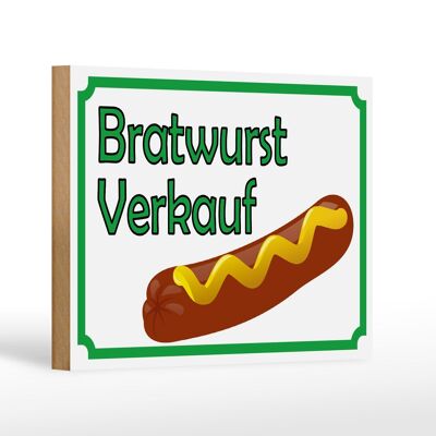 Cartel de madera aviso 18x12 cm Bratwurst venta decoración restaurante