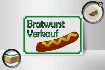 Panneau en bois avis 18x12 cm Bratwurst vente décoration de restaurant 2
