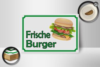 Panneau avis en bois 18x12 cm décoration restaurant burger frais 2