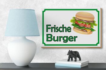 Panneau avis en bois 18x12 cm décoration restaurant burger frais 3