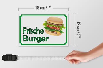 Panneau avis en bois 18x12 cm décoration restaurant burger frais 4