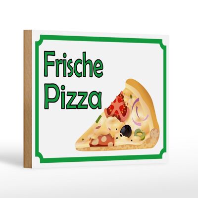 Cartello in legno avviso vendita pizza fresca 18x12 cm