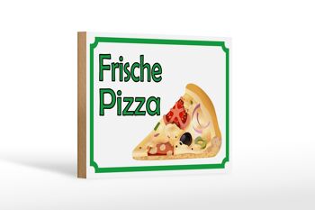 Panneau en bois avis 18x12 cm décoration vente pizza fraîche 1