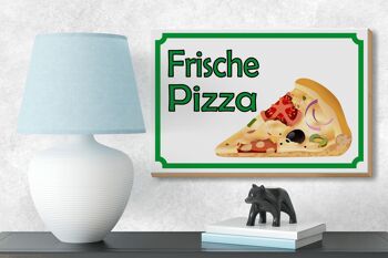 Panneau en bois avis 18x12 cm décoration vente pizza fraîche 3