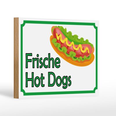 Letrero de madera aviso 18x12 cm decoración restaurante perritos calientes frescos
