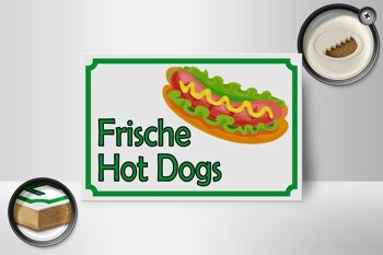 Panneau d'affichage en bois 18x12 cm, décoration de restaurant de hot dogs frais 2