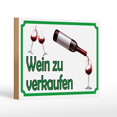 Cartel de madera aviso 18x12 cm vino venta decoración