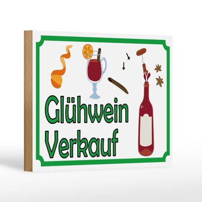 Wooden sign notice 18x12 cm mulled wine sale decoration