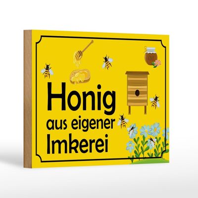 Cartel de madera nota 18x12 cm miel de nuestra propia apicultura