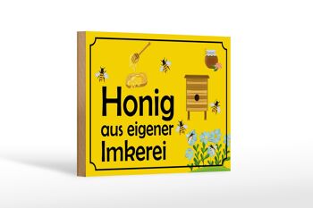 Panneau en bois note 18x12 cm miel de notre propre apiculture 1
