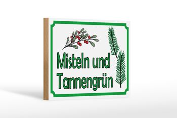 Panneau d'avis en bois 18x12 cm décoration de vente gui vert sapin 1