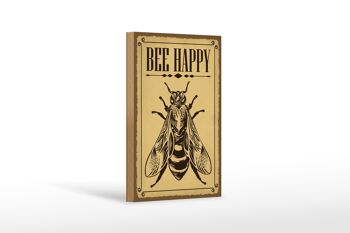 Panneau en bois note 12x18 cm Abeille heureuse abeille apiculture 1