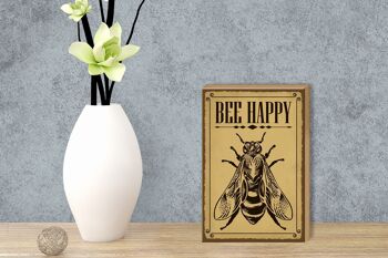Panneau en bois note 12x18 cm Abeille heureuse abeille apiculture 3