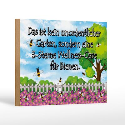 Holzschild Spruch 18x12cm kein Garten 5 Sterne Oase Dekoration