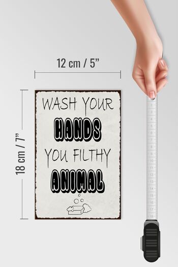 Panneau en bois note 12x18 cm lave-toi les mains animal sale 4