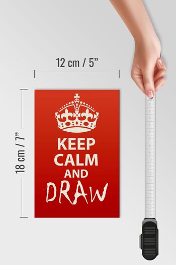 Panneau en bois disant 12x18 cm Keep Calm and draw décoration cadeau 4