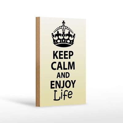 Cartel de madera con texto 12x18 cm Keep Calm and enjoy life decoración