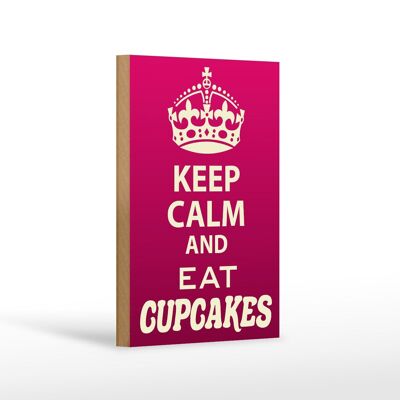 Cartel de madera con frase Keep Calm and eat Cupcakes 12x18 cm decoración
