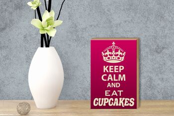 Panneau en bois disant 12x18 cm Décoration Keep Calm and eat Cupcakes 3