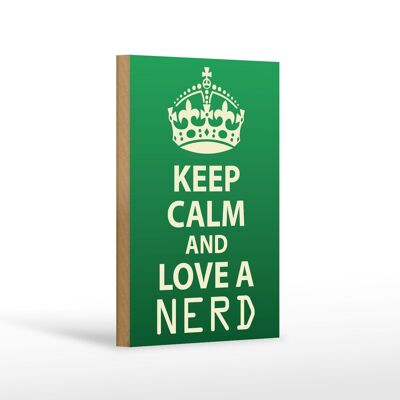 Cartello in legno con scritta Keep Calm and Love 12x18 cm, decorazione nerd