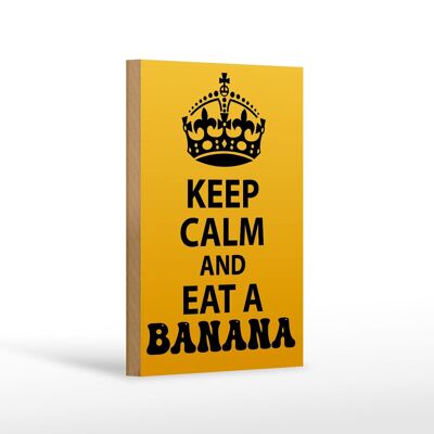 Cartel de madera que dice 12x18 cm Keep Calm and eat a Banana decoración