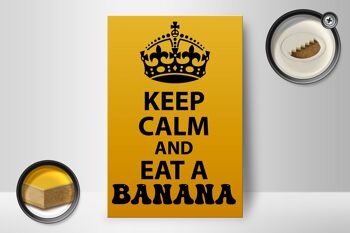 Panneau en bois disant 12x18 cm Décoration Keep Calm and eat a Banana 2