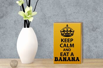 Panneau en bois disant 12x18 cm Décoration Keep Calm and eat a Banana 3