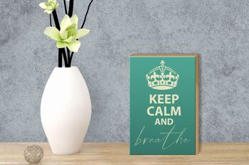 Panneau en bois disant 12x18 cm Décoration Keep Calm and Breath 3