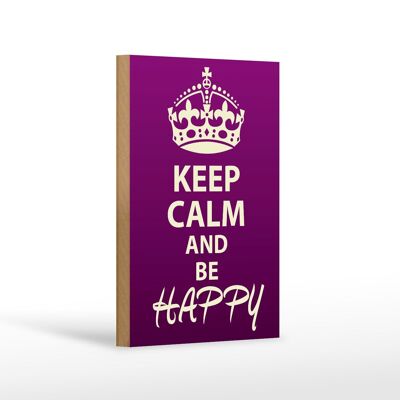 Cartello in legno con scritta "Keep Calm and be happy" 12x18 cm