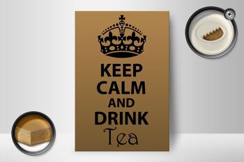 Panneau en bois disant 12x18 cm Décoration Keep Calm and Drink Tea 2