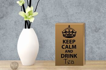 Panneau en bois disant 12x18 cm Décoration Keep Calm and Drink Tea 3
