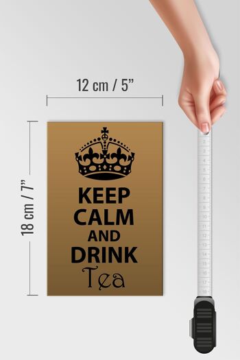 Panneau en bois disant 12x18 cm Décoration Keep Calm and Drink Tea 4