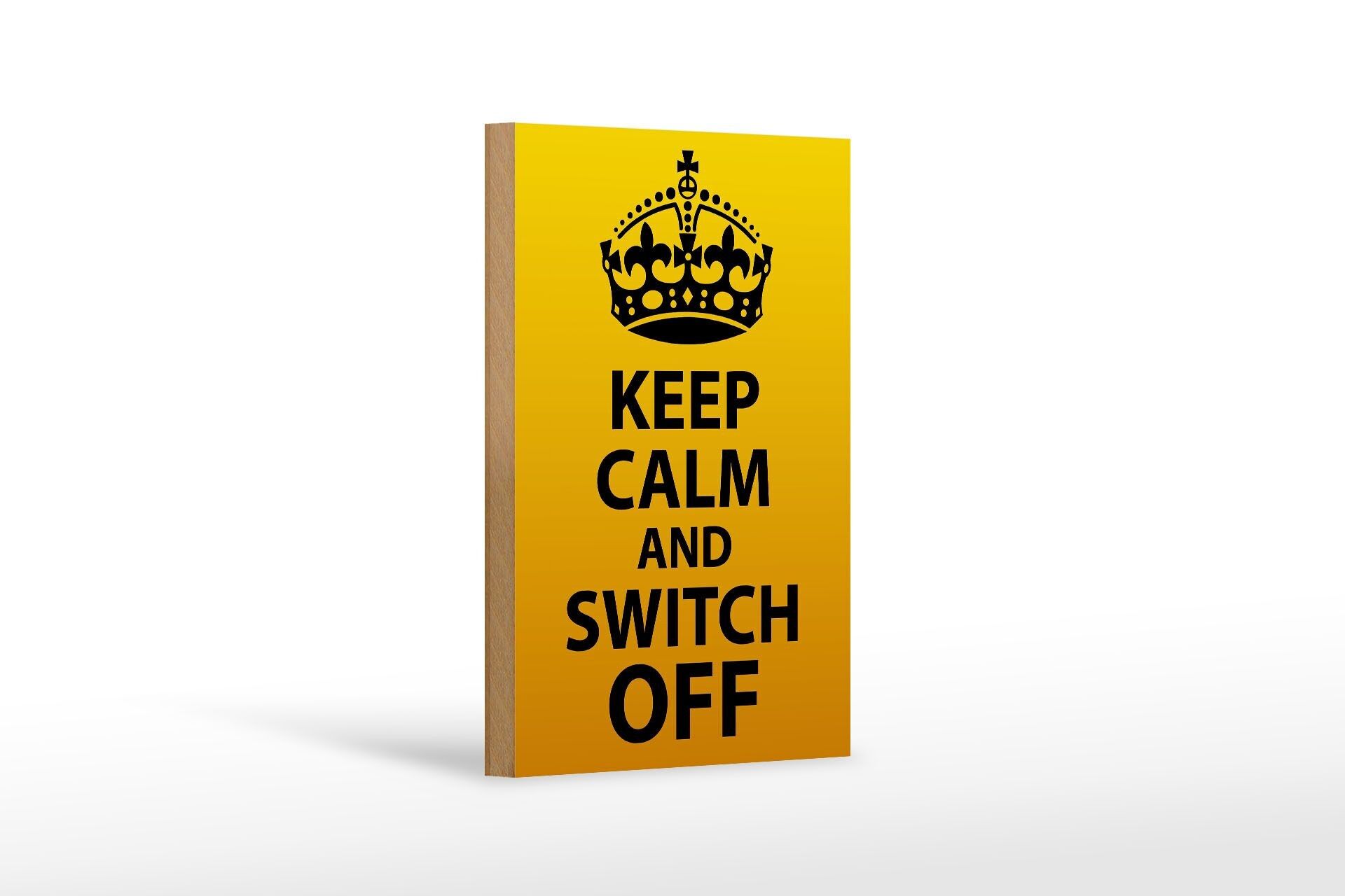 Cartello in legno con scritta "Mantieni la calma e spegni la decorazione" 12x18 cm