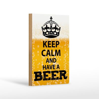 Cartello in legno con scritta "Keep Calm and have a Beer" 12x18 cm