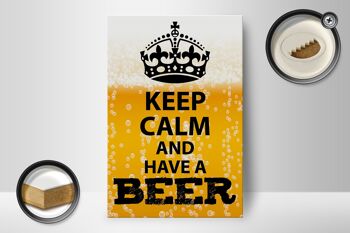 Panneau en bois disant 12x18 cm Keep Calm and have a Beer Beer 2