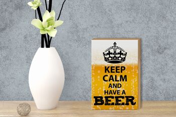 Panneau en bois disant 12x18 cm Keep Calm and have a Beer Beer 3