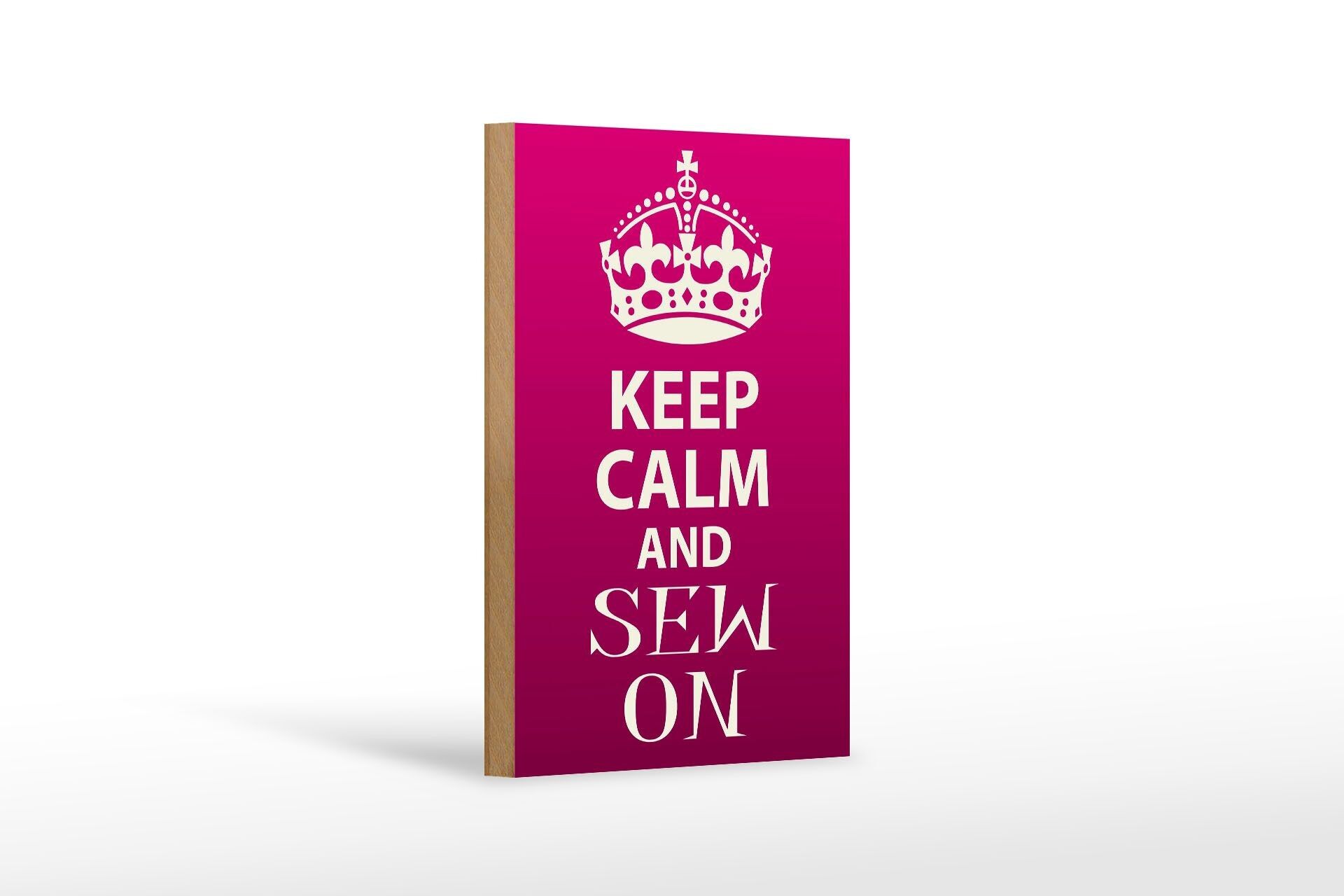 Panneau en bois disant 12x18 cm Keep Calm et coudre sur une décoration cadeau