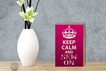 Panneau en bois disant 12x18 cm Keep Calm et coudre sur une décoration cadeau 3